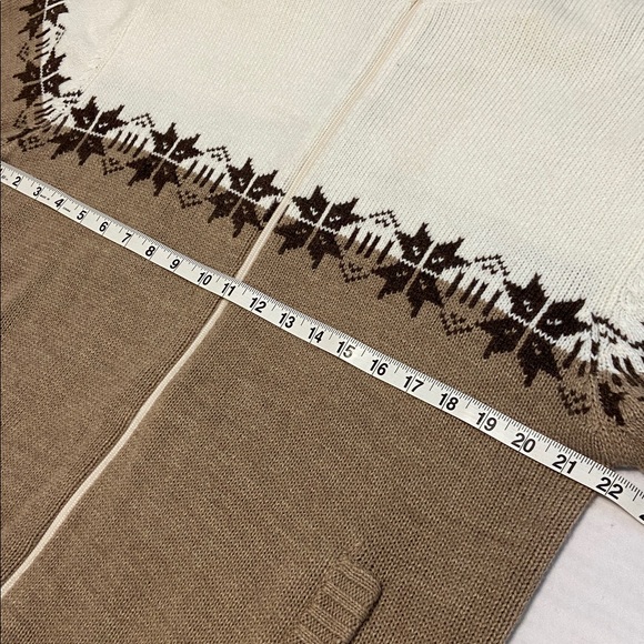 David Taylor Fair Isle zip-up cardigan sweater Brown/Beige pockets Grandpacore L - Picture 11 of 11